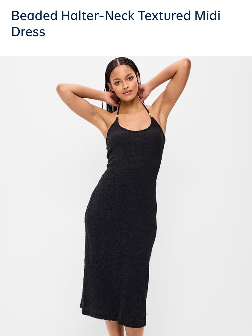 Old Navy Black Beaded Halter- Neck Midi Dress